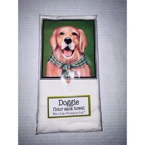 Golden Retriever Doggie Printed Flour Sack Dish Towel